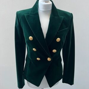 Balmain Dark Green Blazer with Gold Accents
